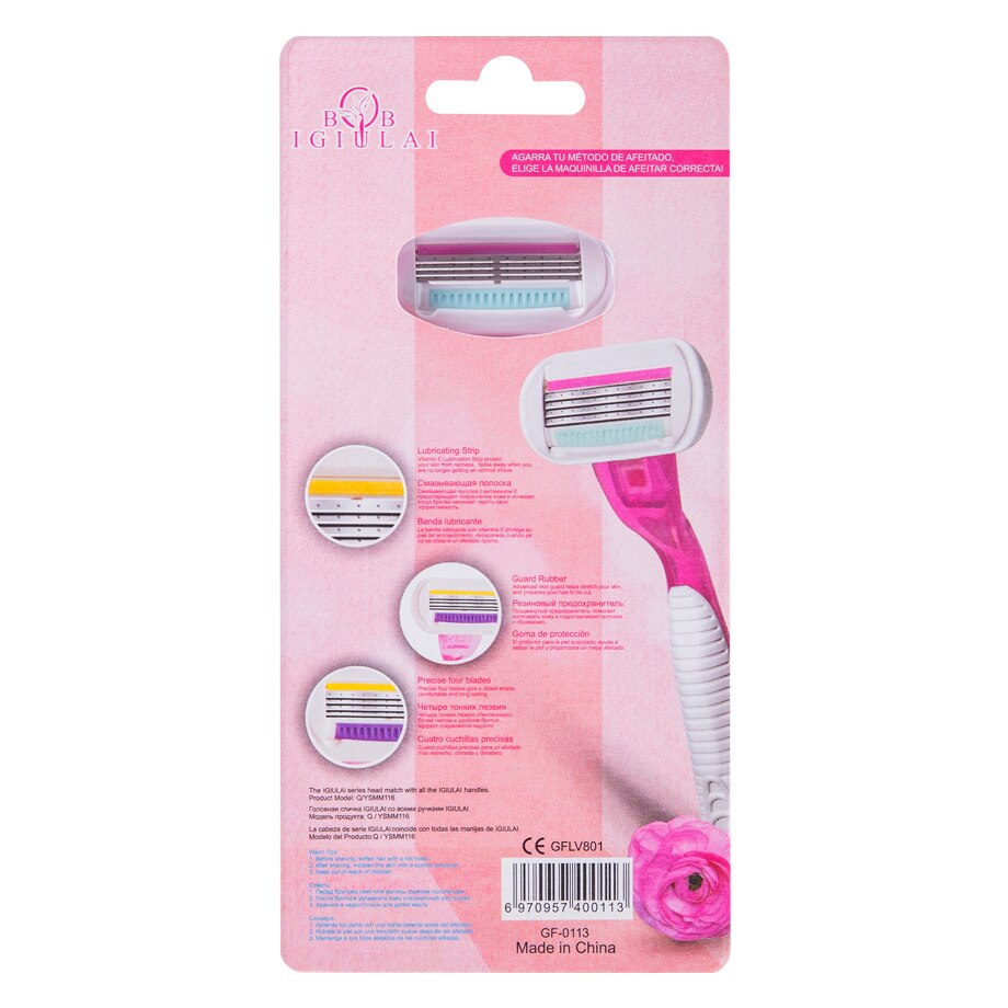 rasoir a barbe homme rasoir pour visage rasoire qshave IGUETTA – rasoir manuel Ultra-fin à 4 couches, 1 manche + 3 pièces de rechange, lame à Induction, pour toute la famille, salle de bain, , tendance
