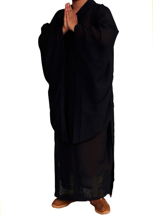 Shaolin unisexe moine longue Robe Costume bouddhiste Kungfu veste Arts martiaux brun linge uniforme Wushu coton vêtements