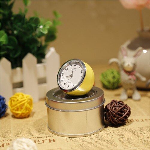 Retro Exquisite Mini Table Clock Multicolor Optional Circular Metal Table Clock Needle Desk Clock 4cm WY52619: YELLOW