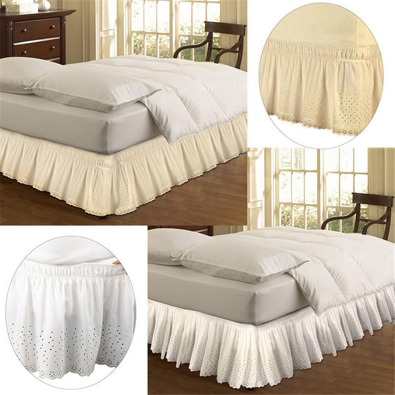 Couvre-lit en tissu brossé à volants | Couvre-lit sans Surface, taille roi reine, couvre-lit à bande élastique, couvre-lit hauteur