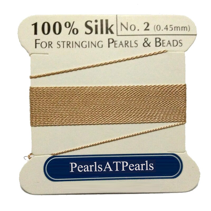 2M Long Dia 0.45mm 3 PLY White 100% Natural Silk Beading Cord with Needle Attached: Red