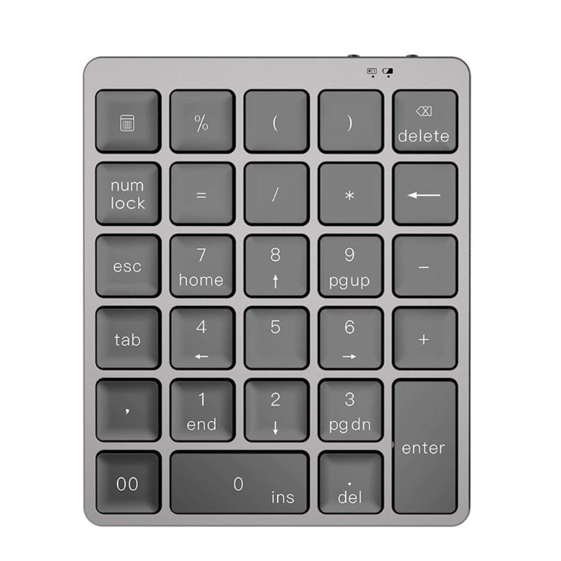Aluminum Alloy 28 Keys Wireless Bluetooth Numeric Keypad Ultra-Thin Mini Portable Rechargeable Office Home Numpad