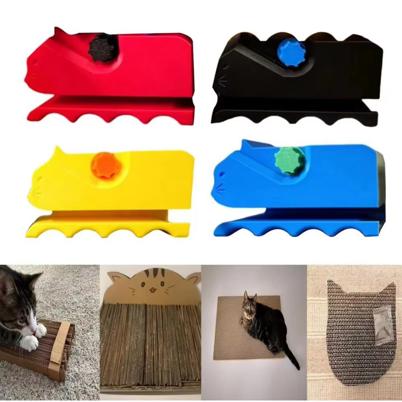 Leuke kartonnen snijmachine voor kattenkrabben, 3D-geprinte kittenvormige snijder, doe-het-zelf gereedschap, mes voor kartonnen doos