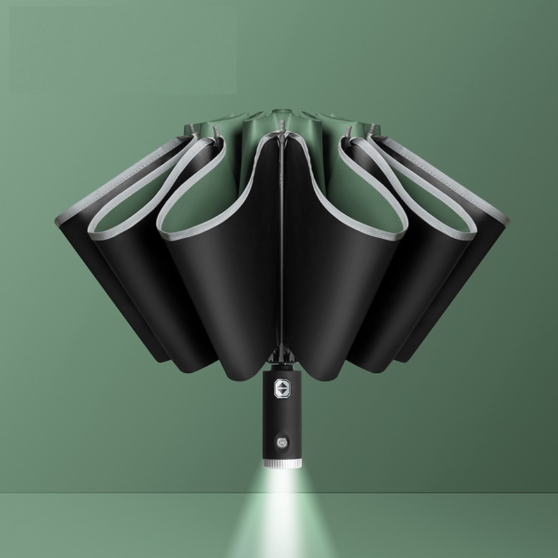 Xiaomi Auto Open Close Light-emitting LED Reverse Umbrella Ten-bones Three-folding Automatic Business Umbrella with Light: 03