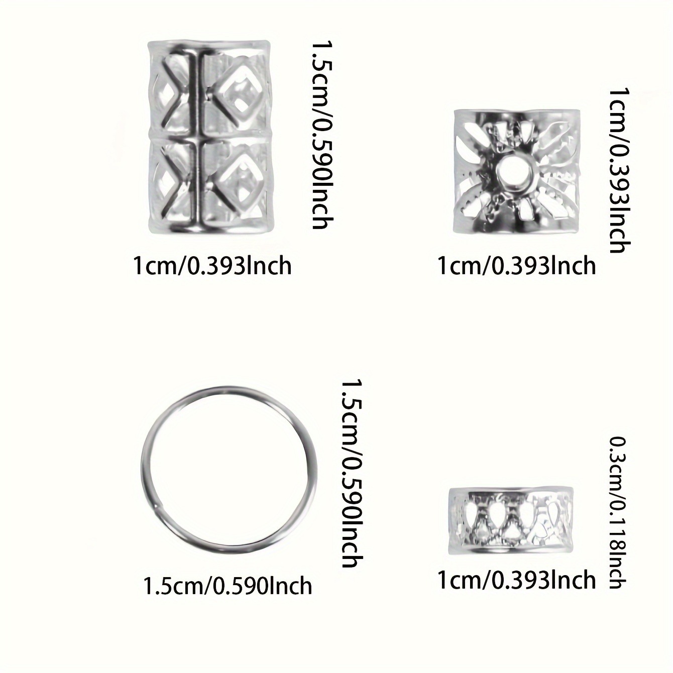 80 Uds. Anillo para el cabello ahuecado, accesorios para el cabello DIY, joyería para el cabello Loc para trenzas, cerraduras para rastas, puños de Metal trenzado para el cabello