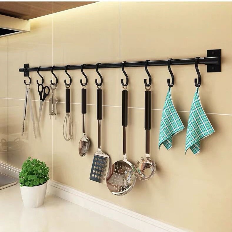 Stainless steel kitchen hook nail-free kitchen hook row hook wall hanging knife rack cutting board soup spoon storage rack