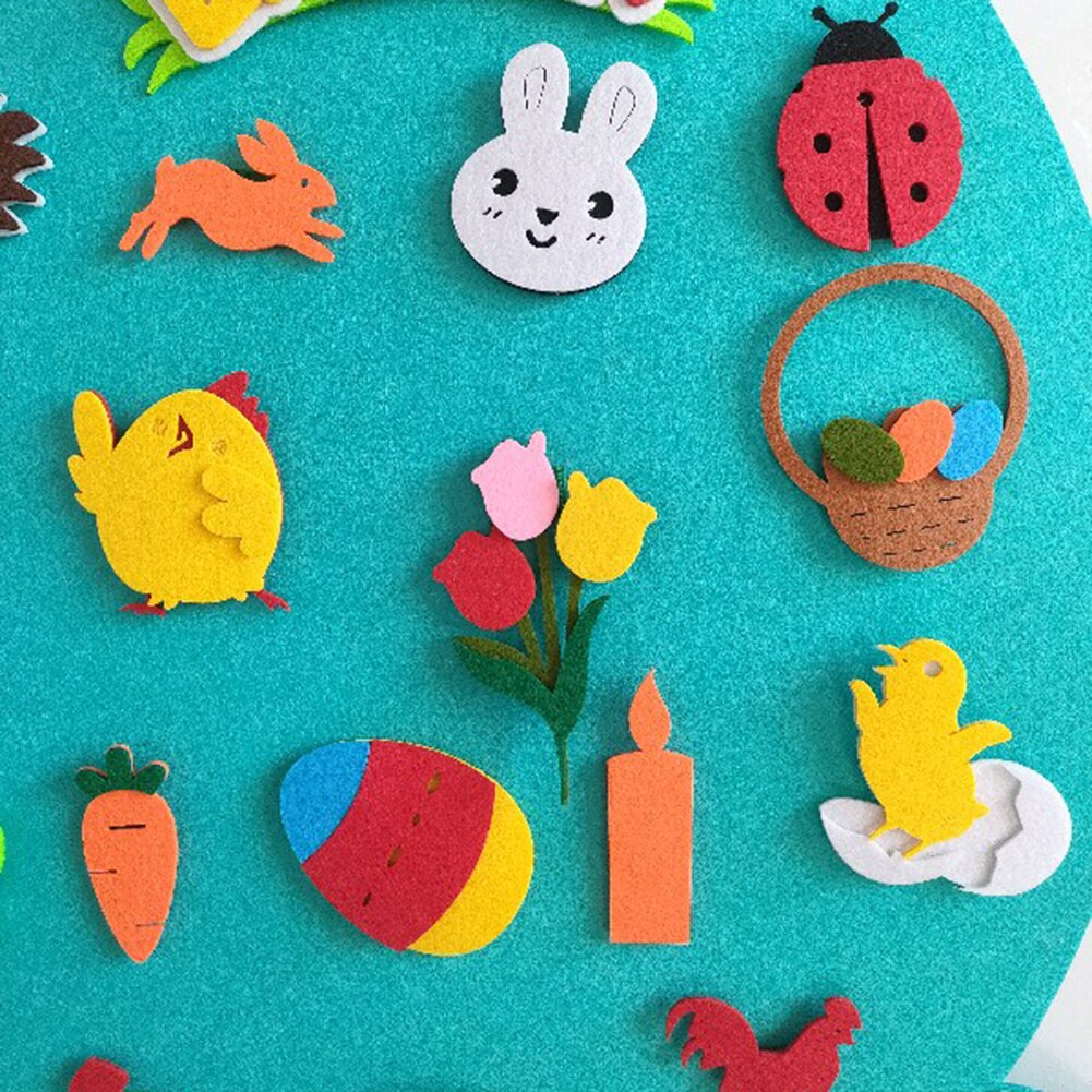 Easter Kids DIY Felt Bunny Pendants Toy with Detachable Alphabet Easter Ornament Kids Easter for Home Door Wall Decoration