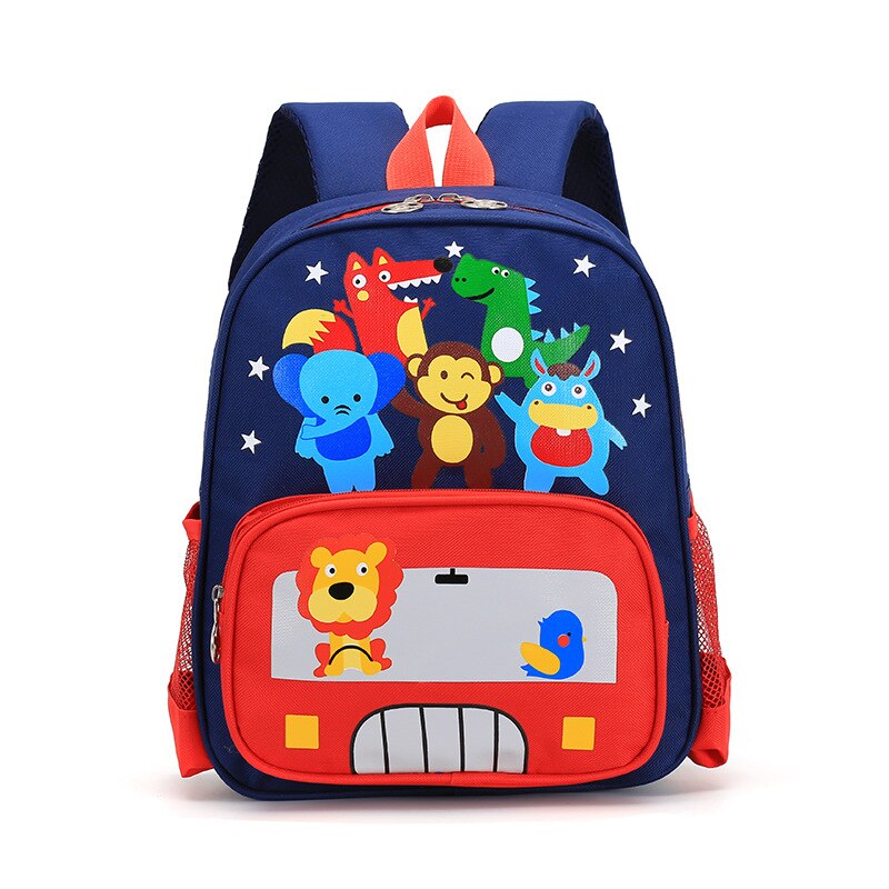 Mochila ligera con estampado para niños, morral escolar con dibujos animados del mundo, impermeable: Red Animal