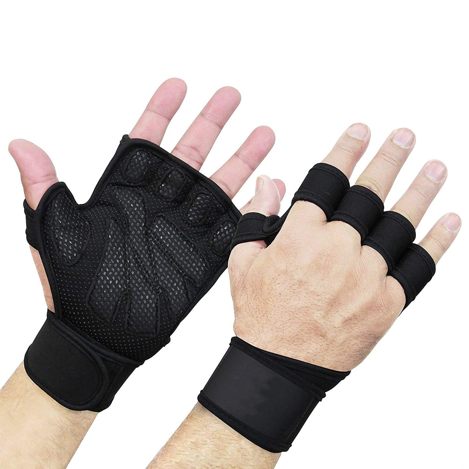 Antislip Siliconen Verdikte Fietsen Fitness Halve Vinger Handschoenen Met Polsband