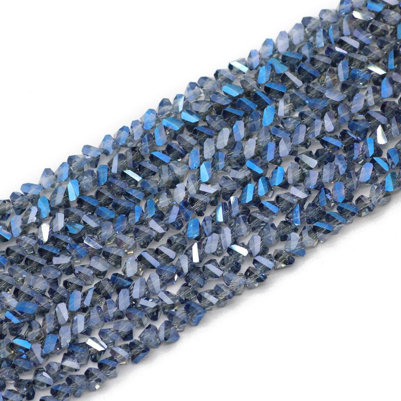 Cuentas de cristal austriaco triangulares de tetraedro, cuentas sueltas de vidrio para fabricación de pulseras de joyería, accesorios de bricolaje, , 6mm, 90 piezas: Azul