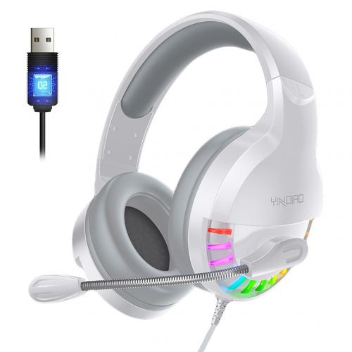 Gaming Headset Gamer 7.1 Surround Sound Usb 3.5Mm Wired Rgb Licht Game Hoofdtelefoon Met Microfoon Voor Xbox Een PS4 tablet Pc: White USB Sound Card