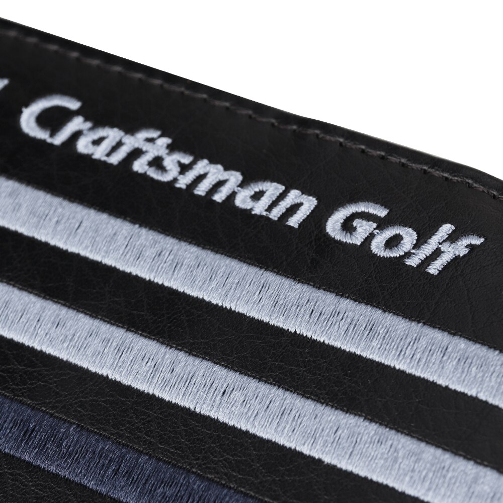 Golf Scorecard Yardage Book Holder Cover Stripe and Star Pattern Black Leather