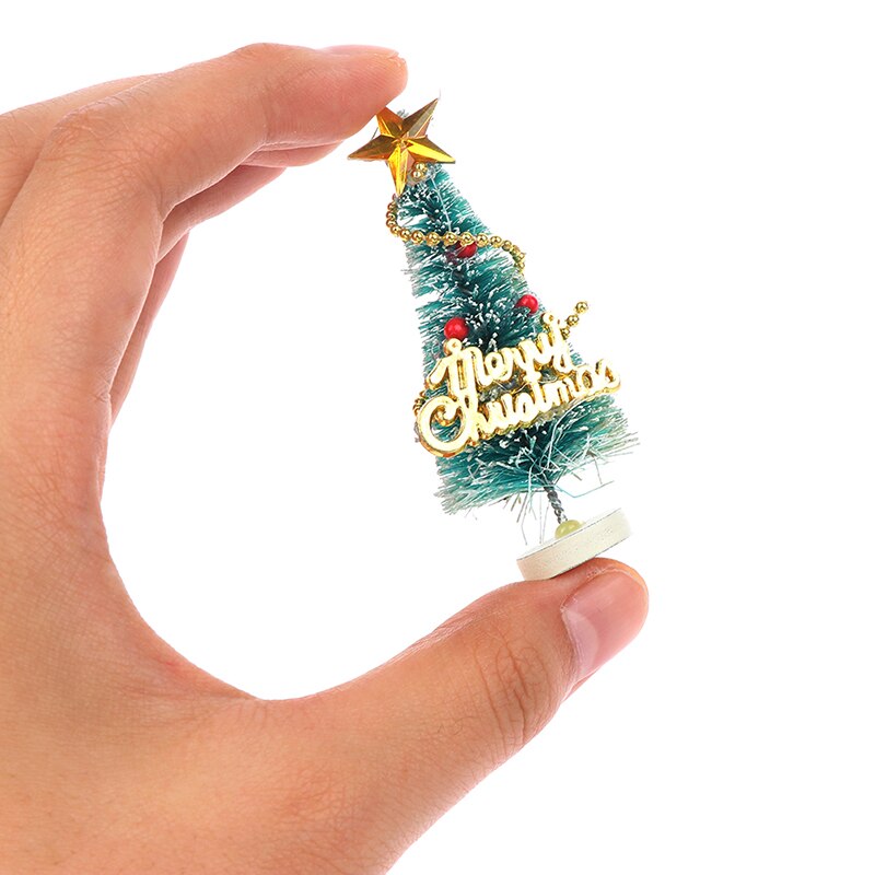 1: 12 dockhus miniatyr julgran "god jul" bokstäver trä trä stativ dekoration