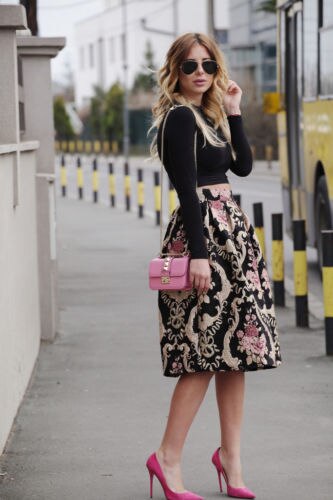 Jupe longue style patineuse pour femmes, vêtement Vintage, taille haute, extensible, évasée et plissée