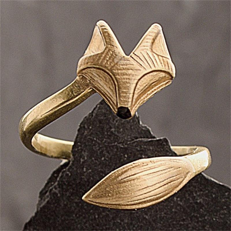 Anillo de Estilo Dulce con apertura ajustable para mujer, sortija creativa de zorro, anillos aniversario de bodas, joyería de Graduación