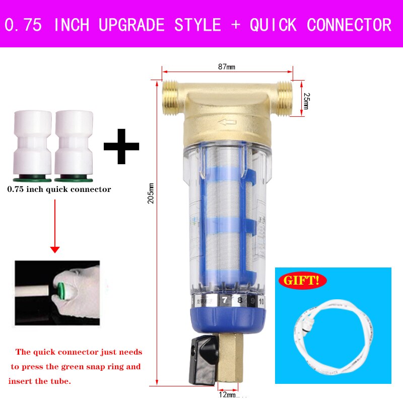 Water Filters Front Purifier Copper Lead Pre-filter Backwash Remove Rust Contaminant Sediment Pipe Stainless Steel Central: 0.75 inch SJTS KJ