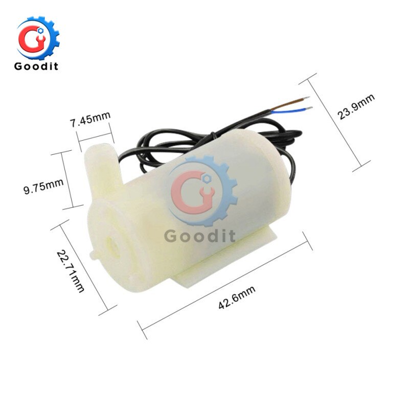 Mini Micro Submersible Water Pump 100L/H DC 3V Low Noise Brushless Motor Pump horizontal vertical 1m soft hose: horizontal