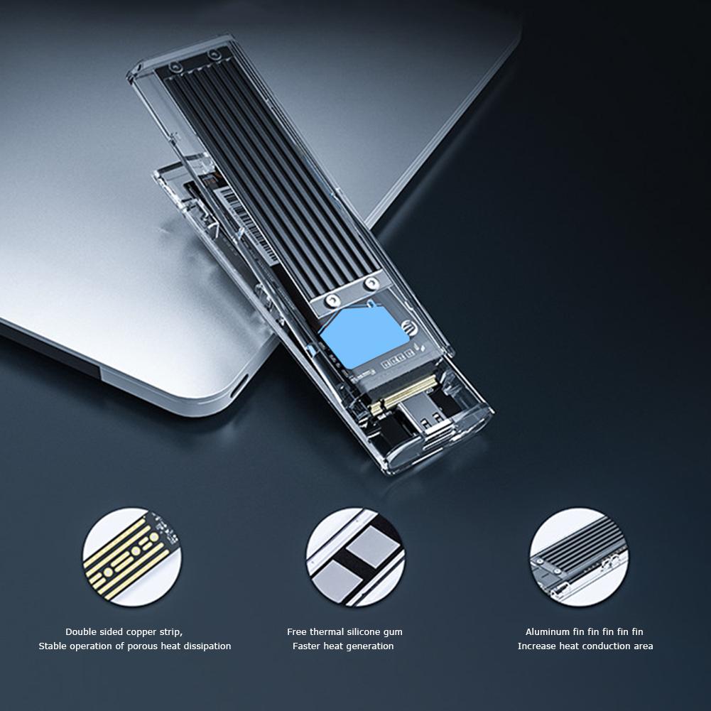 Orico  m2 ssd etui m .2 to usb type c gennemsigtigt harddisk kabinet nvme ssd kabinet til nvme pcie ngff sata m/b nøgle ssd disk