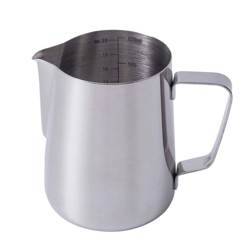 20 oz /600 ml roestvrijstalen melkopschuimkan - maatverdeling binnenin plus perfect voor espressomachines, melkopschuimers, latte