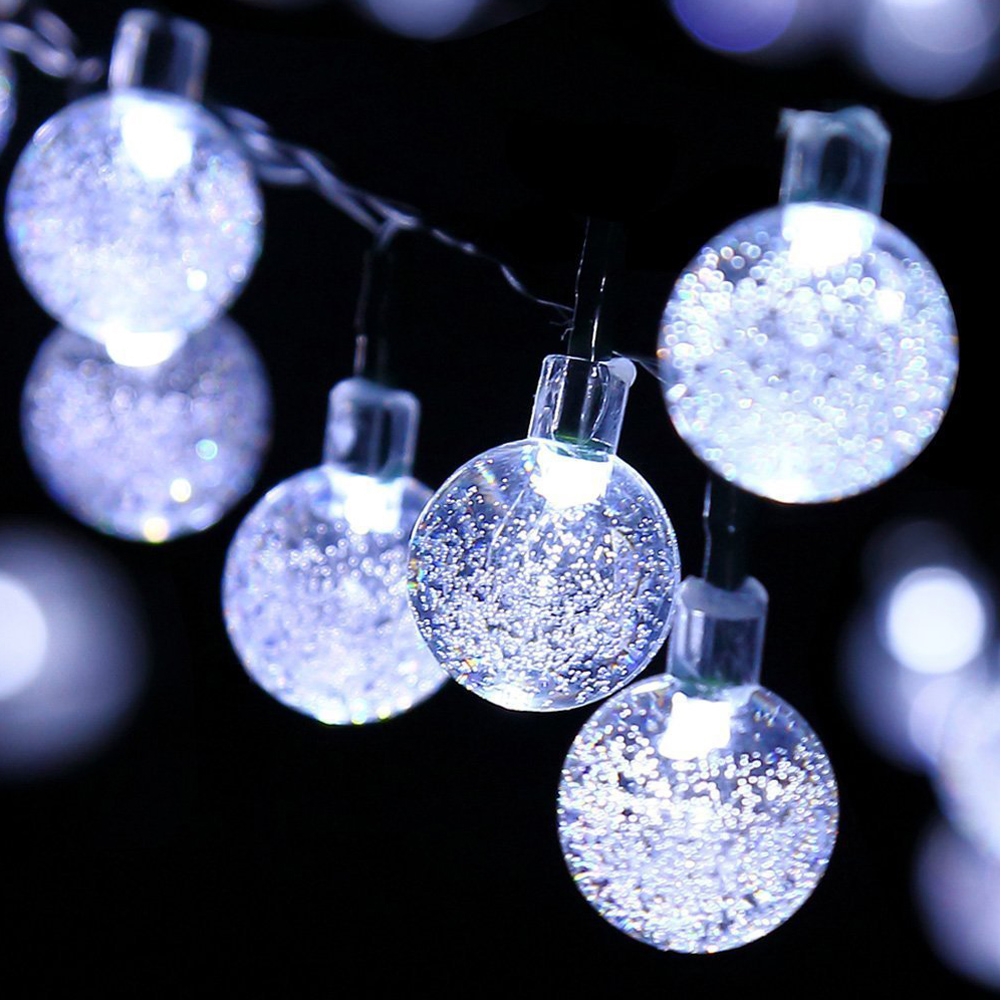 Cadena de luz navideña, bola LED, iluminación de cadena, lámpara USB, bombilla, cadena de luz impermeable, 8 modos, Control remoto, lámpara de boda y Navidad: Azul / 13 W