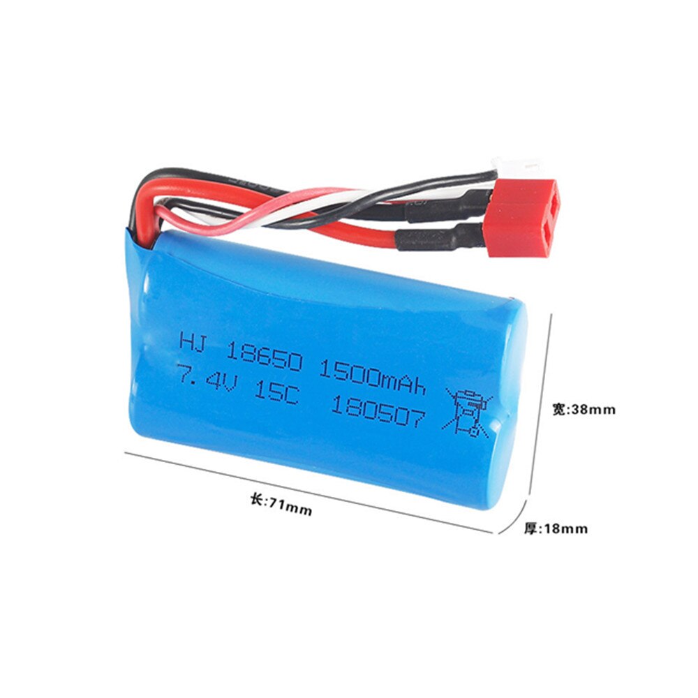 7.4v 1500mah 18650 battery for Wltoys 12428 12401 12402 12403 12404 12423 FY-03 FY01 FY02 Rc toys Car Parts 7.4v battery T plug