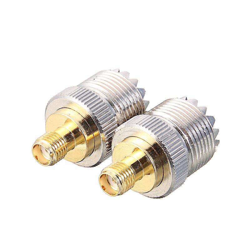 2 sztuk Adapter do anteny S021A SMA-F do UHF-F SO239 dla Baofeng UV-5R PX-777 PX-888 niklowane żeński do żeńskiego złącze antenowe