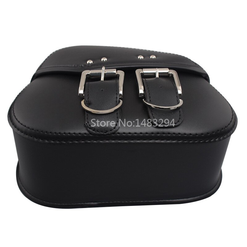 Black PU Leather Motorcycle L&amp;R Side Bags Tool Bags Luggage Saddlebag Storage Bags Universal