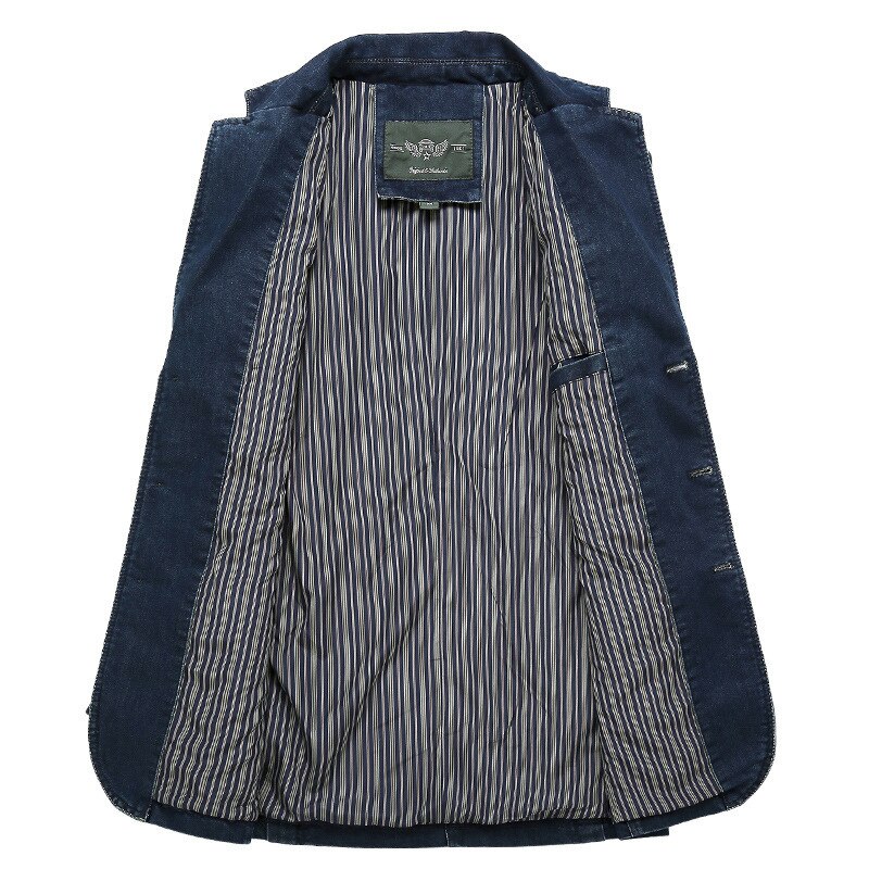 Xiu luo 4xl herr jeans kavaj herr bomull vintage kostym jacka man blå kappa jeans kavaj herr jeans kavaj