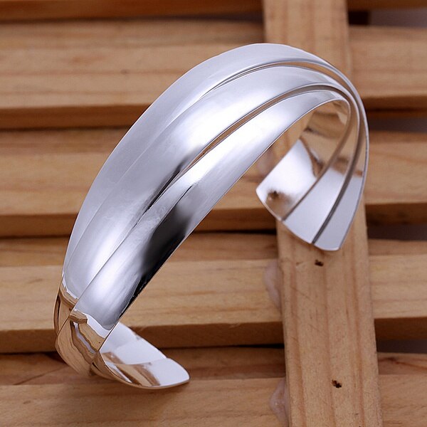 Zilveren kleur exquisite luxe prachtige mode armband noble open bangle charm Zilveren sieraden voorkeur B044