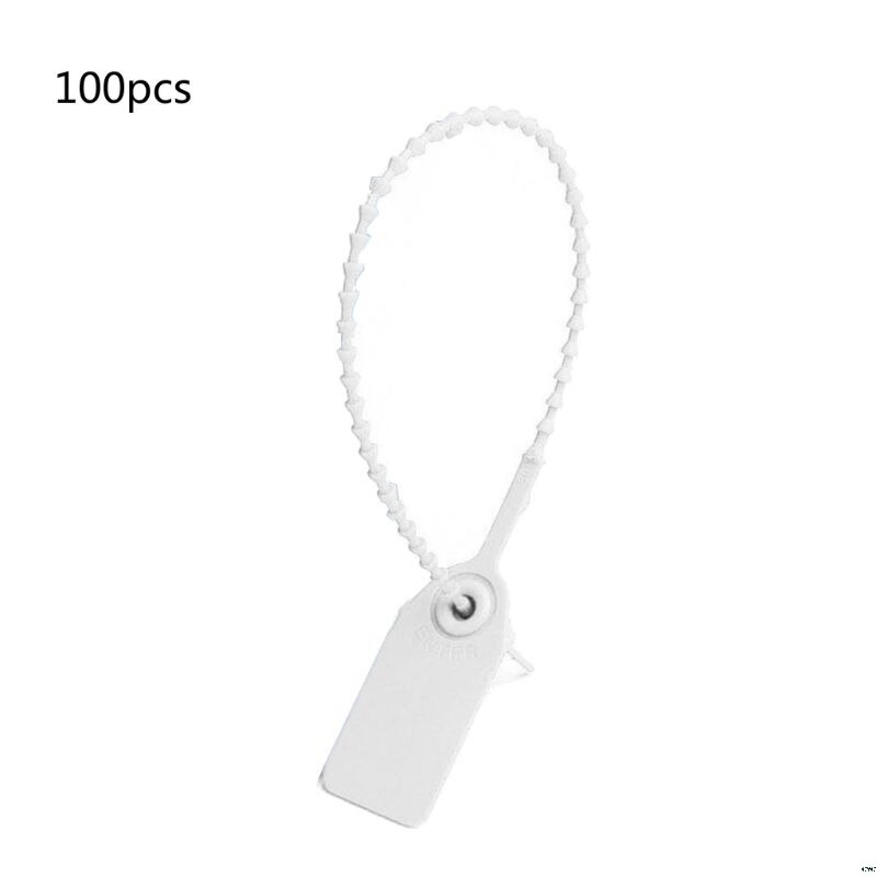 100 Stuks Wegwerp Plastic Pull-Tite Security Seals Bewegwijzering Genummerd Zelf Sloten: WHITE