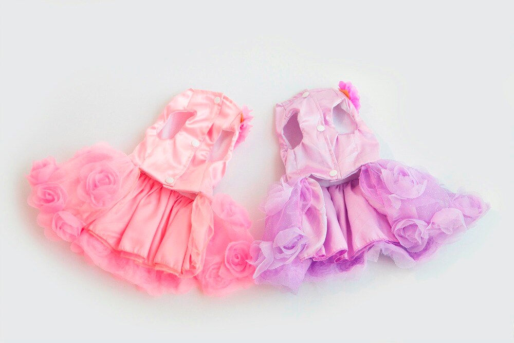 Vestido de princesa para perros pequeños, ropa de primavera y verano con de rosa, para mascotas