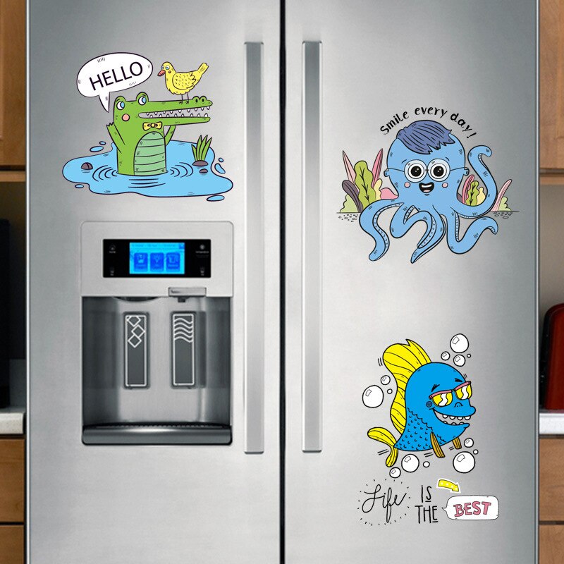 Cartoon wall sticker toilet cover sticker combination crocodile Octopus Clown Fish Wall Sticker children room fridge decoration