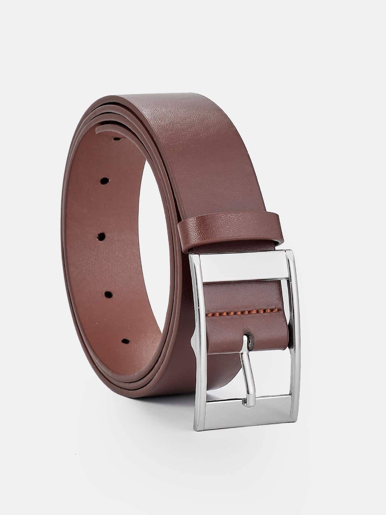 Cinto de fivela de couro falso masculino, moda casual business: CAMEL / 110 centímetros