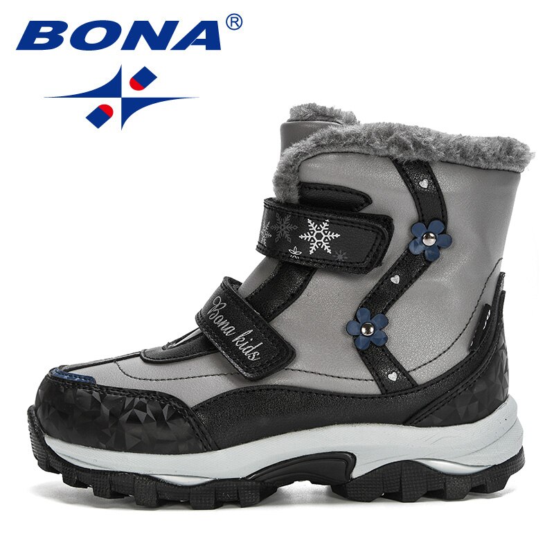 BONA – bottes de neige en peluche pour enfants, chaussures d'extérieur durables, antidérapantes, à mi-mollet, pour filles et garçons, collection hiver