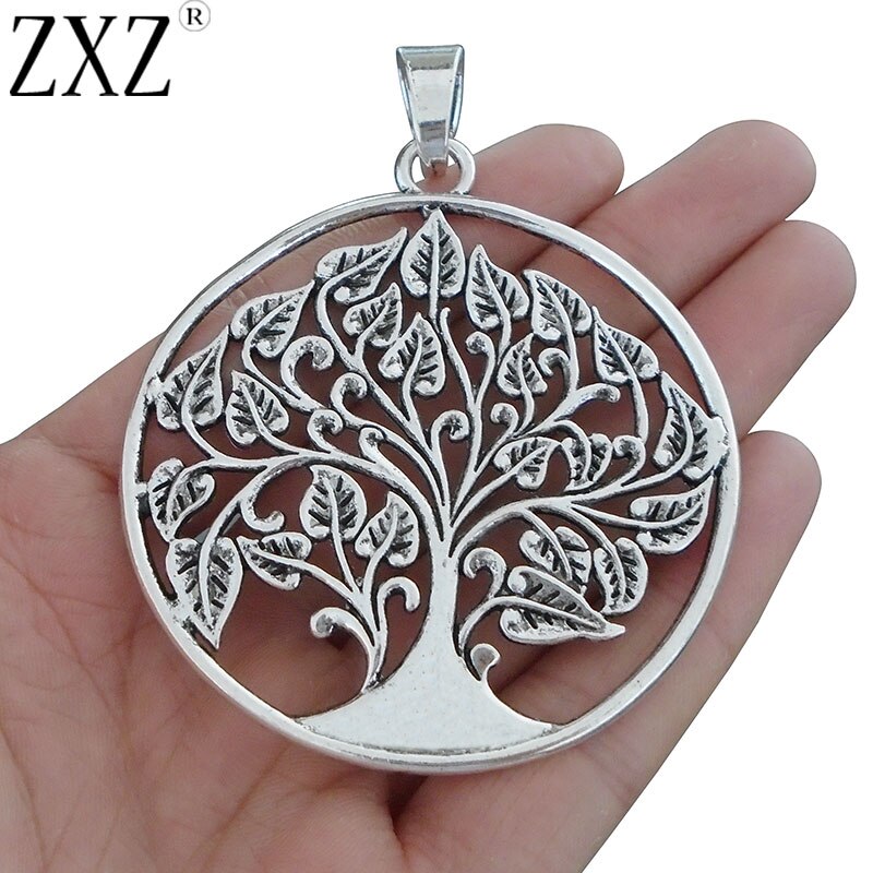 ZXZ 2pcs Large Tree Charms Pendants for Necklace Jewelry Making Findings 80x62mm