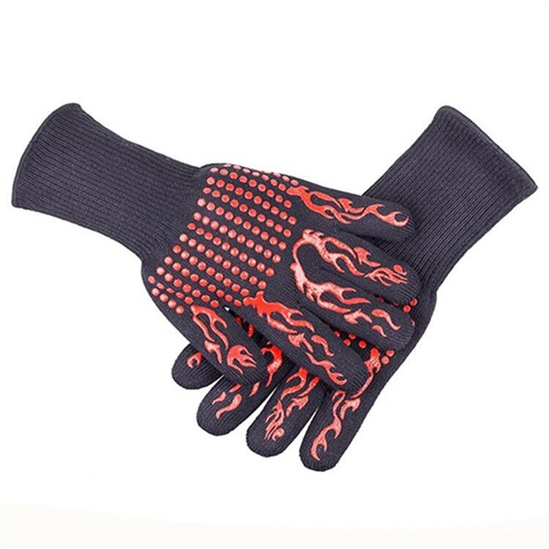 1/2 Stück hochtemperaturbeständige Grillhandschuhe, feuerfeste Ofenhandschuhe 500 800 ℃ Wärmeisolierende Mikrowellenhandschuhe zum Grillen: Lila