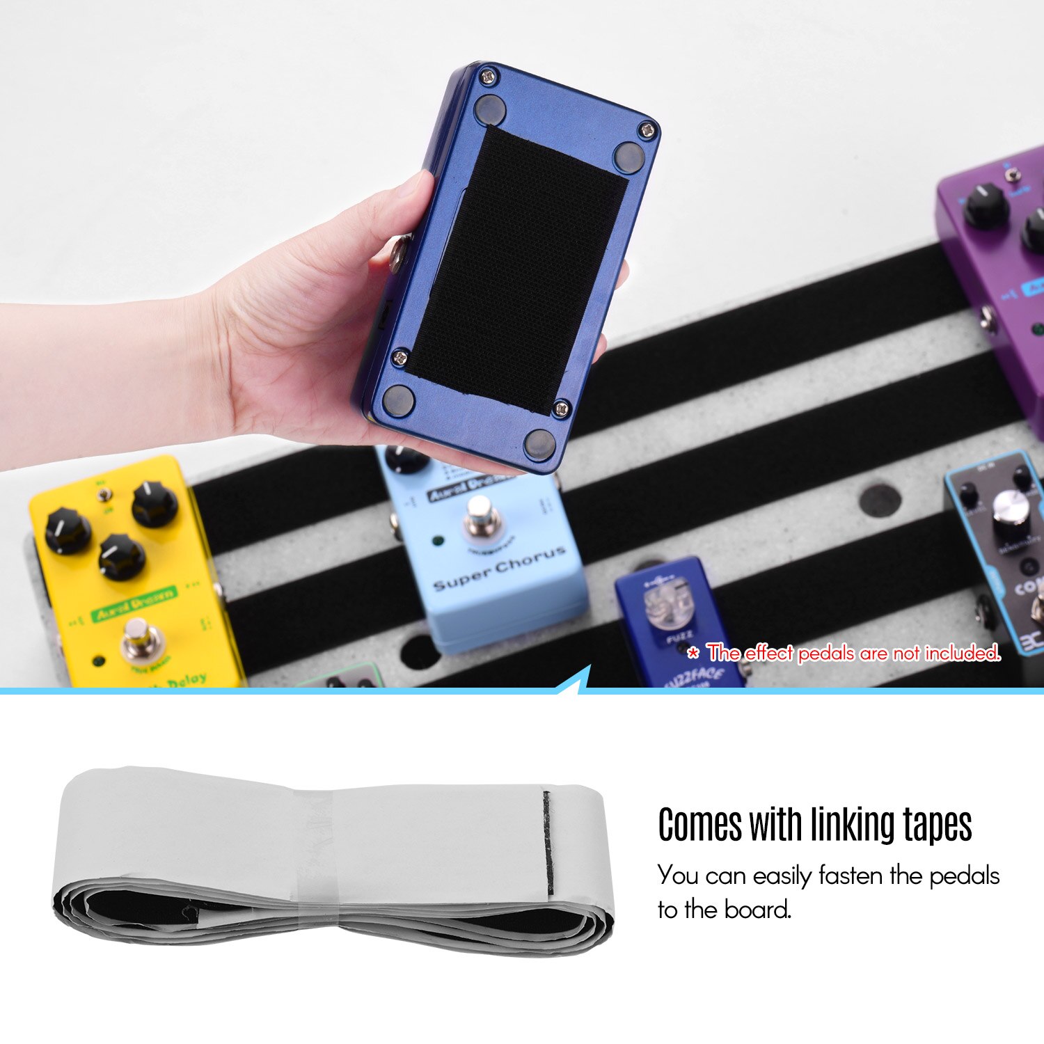 Rockhouse RPB-2/3 Large Portable Guitar Effect Pedal Board Lightweight Engineering Plastic with Linking Tapes Guitar Accessories