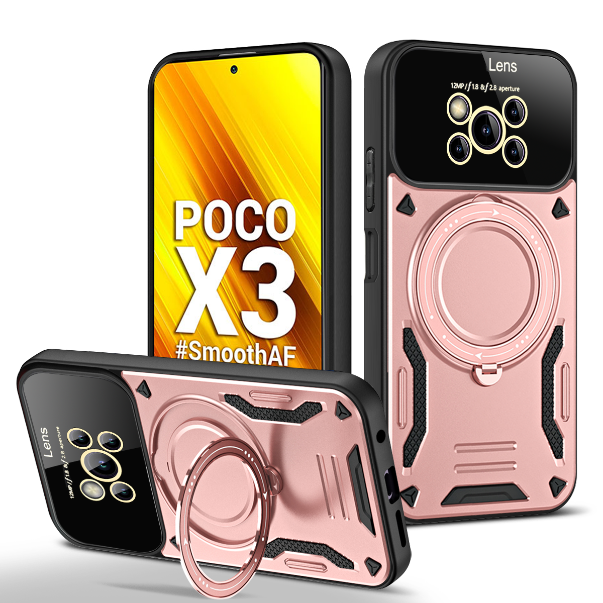 Para Xiaomi Poco X3 NFC funda para Magsafe funda de carga inalámbrica magnética para PocoX3 X3 X 3 Pro anillo soporte teléfono contraportada: ABS / Castaño