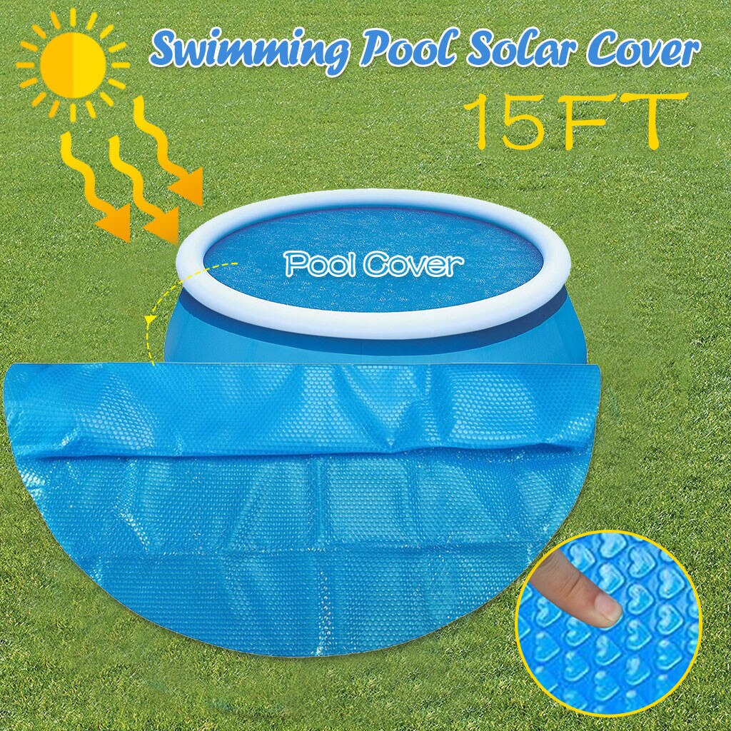 Oppustelig swimmingpooldæksel rundt pooldækselbeskytter 10ft fod over jorden blå beskyttelse swimmingpool tilbehør: 450 x 450cm