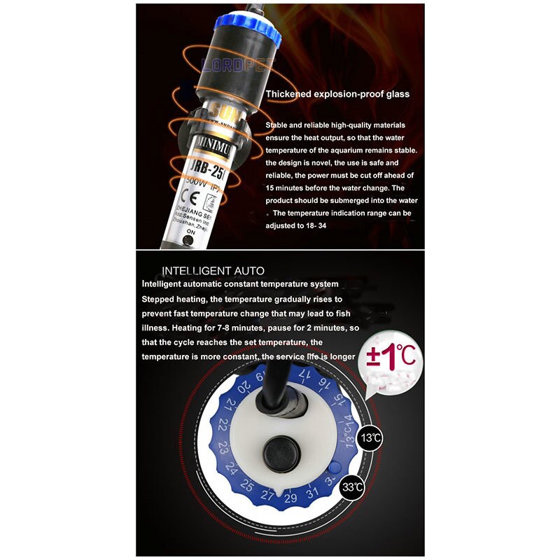 Sunsun 100w 200w 300w 500w Submersible Heater Explosion Proof Glass Consant Temperature Control For Aquarium Water Tank