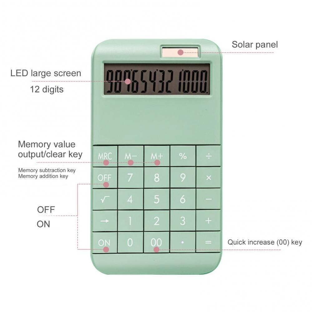 30% Digit Portable Desk Calculator Business Accounting Tool Built-in 210mAh Battery with solar for School Meeting Offic
