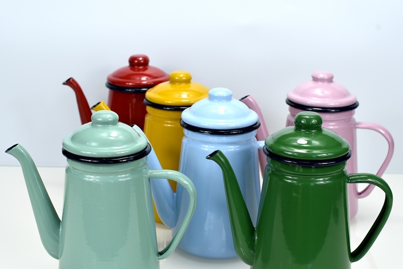 1.1L Enamel Coffee Pot Hand Tea Kettle Induction Cooker Gas Stove Universal