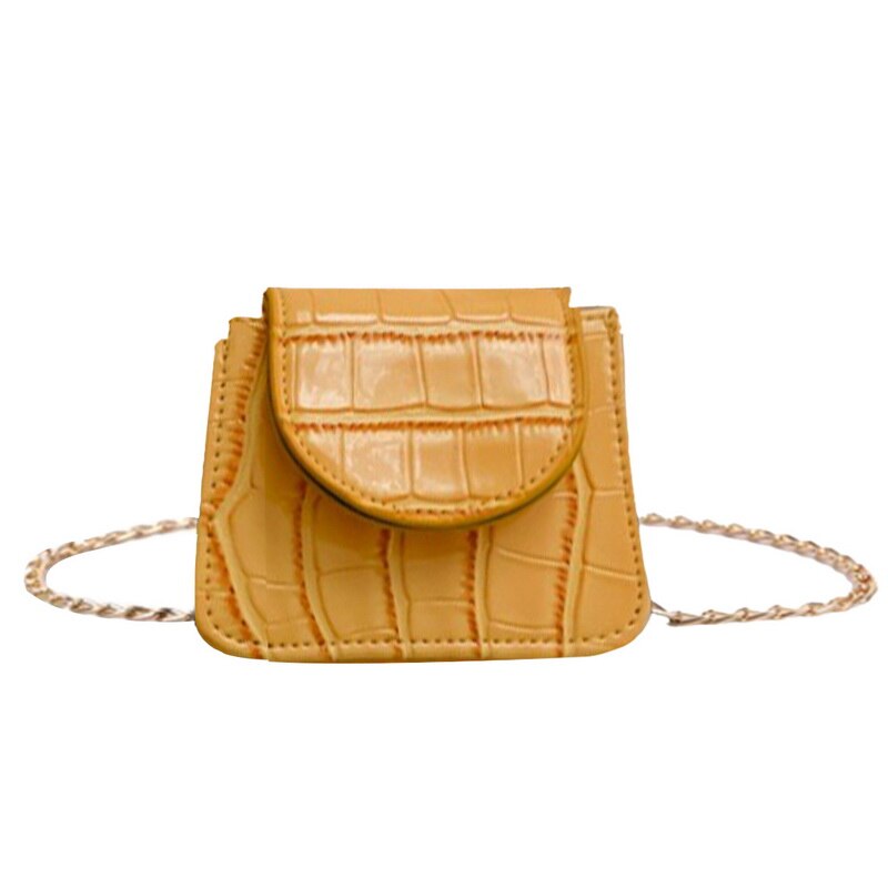 Mini kleine vierkante kleptas merk pu leren dames handtas krokodillenpatroon ketting schouder messenger bags: Geel