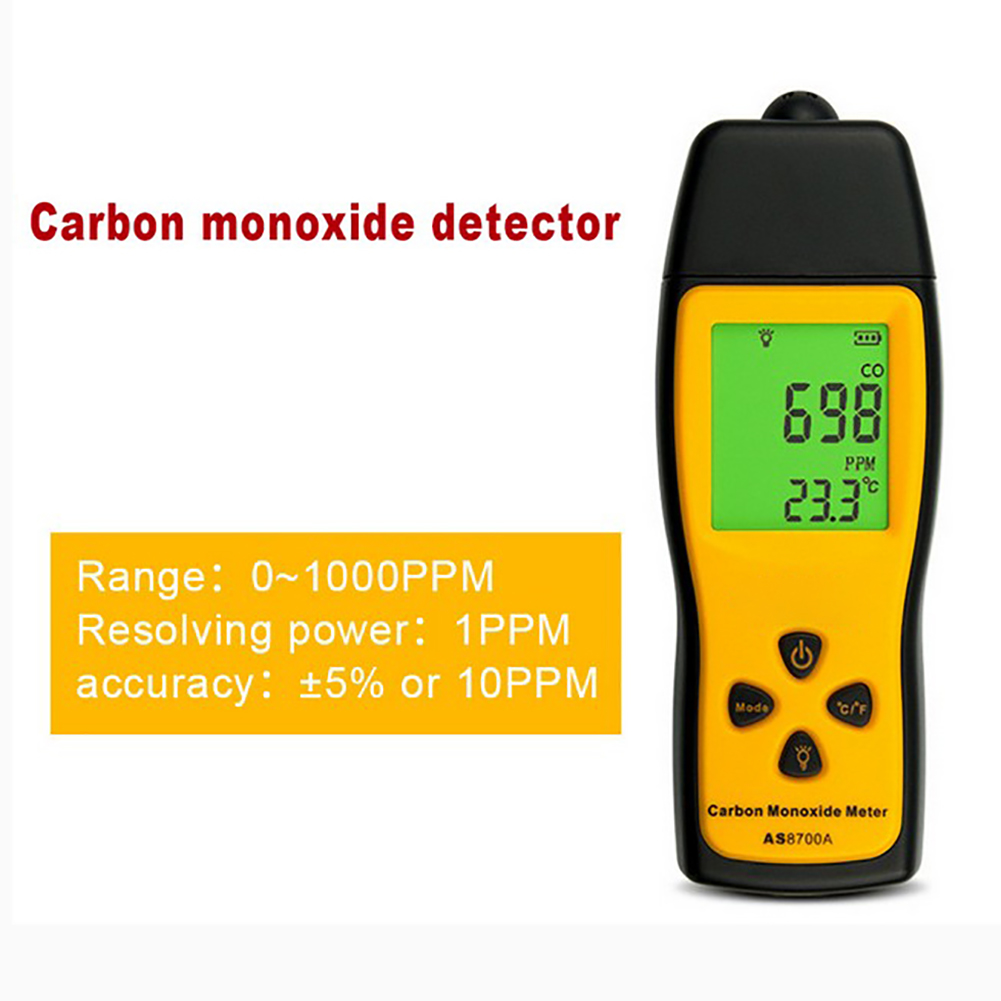 Draagbare Co Gas Analyzer Mini Koolmonoxide Meter Tester Gasdetector Monitor Lcd Diaplay Met Geluid Licht Alarm 0-1000PPM