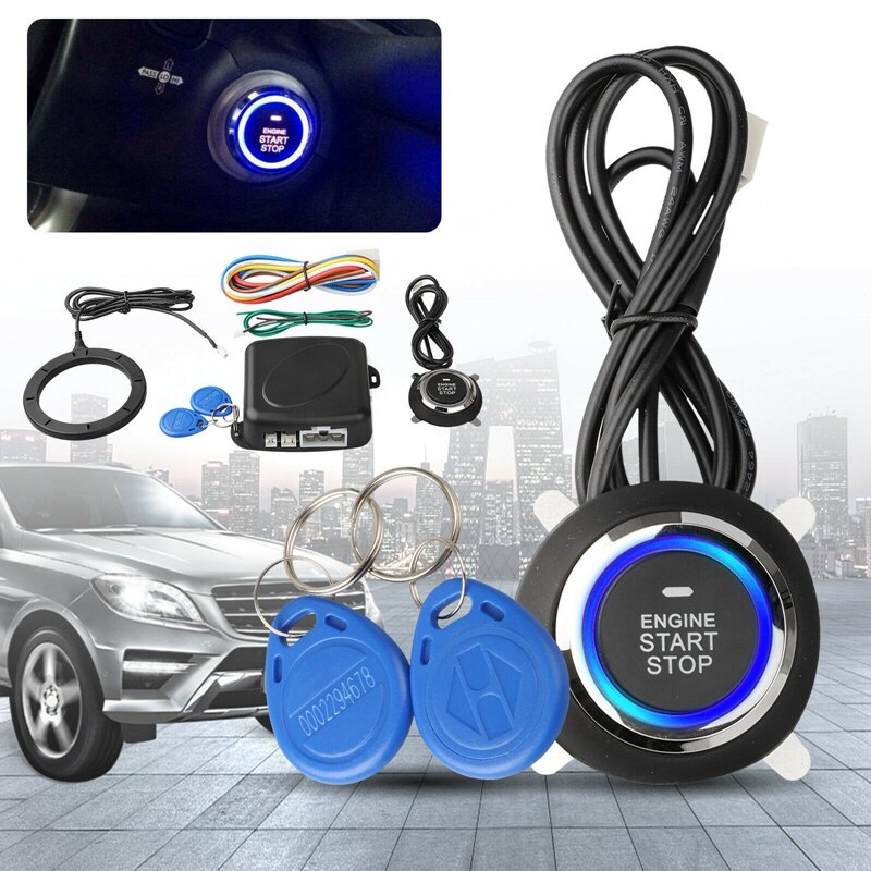 12V Car Engine Push Start Stop Button Ignition RFID Keyless Remote Starter Alarm: Default Title