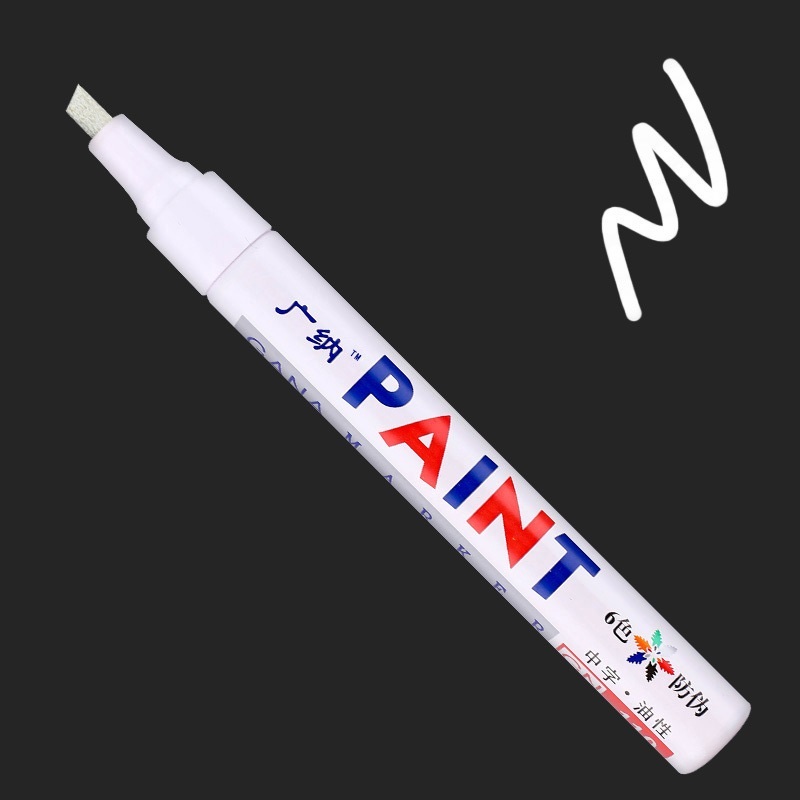 Rotulador de pintura de punta plana de colores, Graffiti, banda de rodadura de neumático de coche, CD, Metal, madera, marcador impermeable aceitoso permanente, suministros para escuela y oficina MP4: Blanco