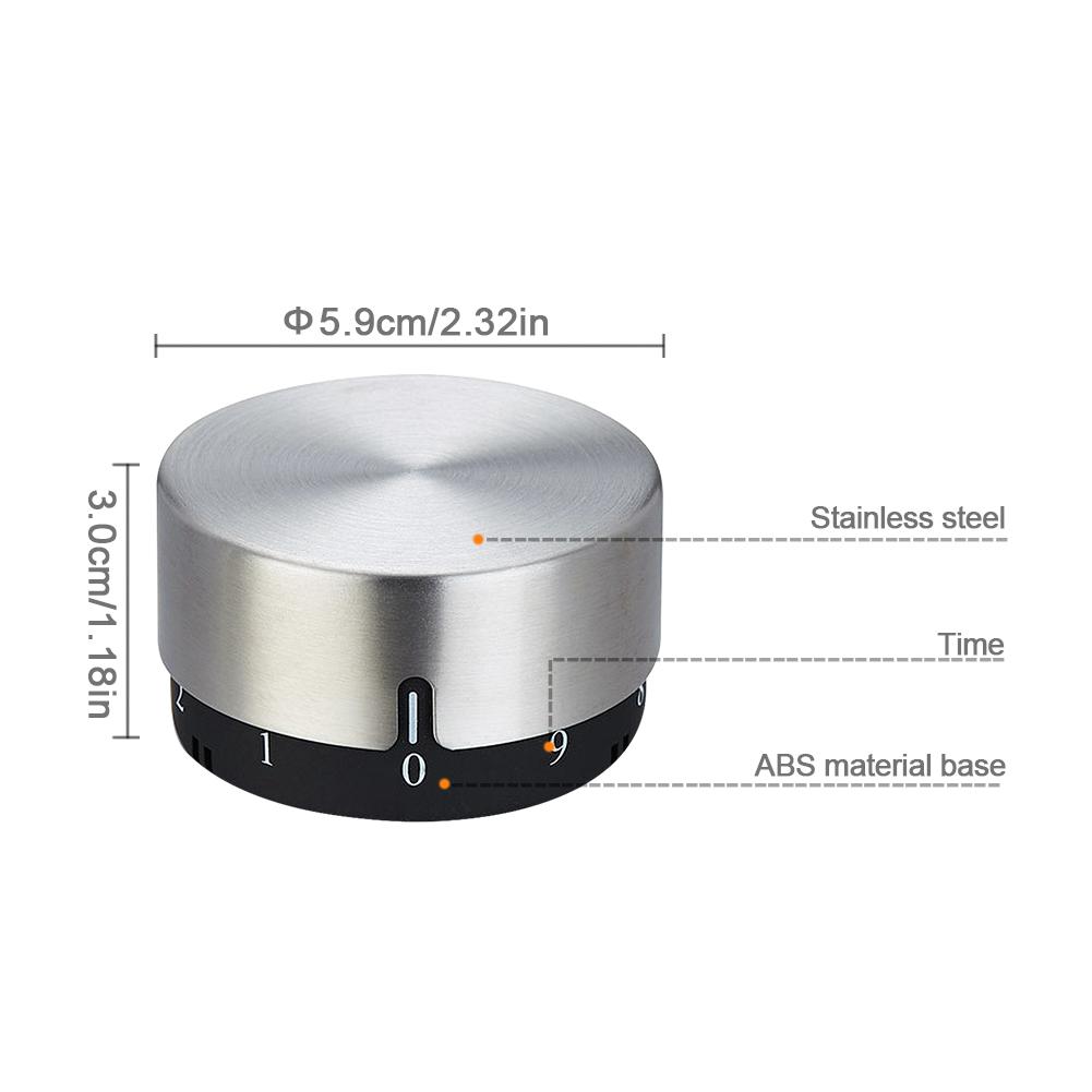 Kitchen Countdown Timer Reminder Stainless Steel Mechanical Alarm Clock Shower Study Stopwatch Alarm Clock Countdown