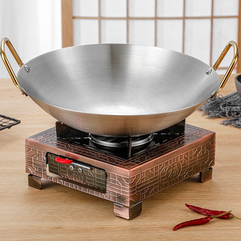 Fortykket gryte i rustfritt stål fortykket gryte husholdning tørr gryte gryte utendørs kokekar gnaging tallerken komfyr suppe panne: misligholde tittel