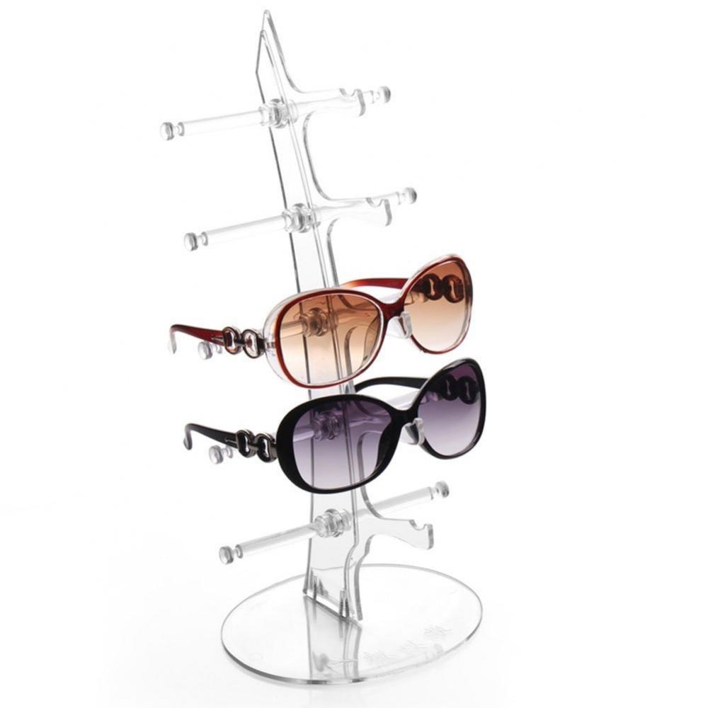5 Pair Sunglasses Eyeglasses Glasses Acrylic Frame Display Stand Organizer Rack Shelf Show Rack Counter Holder Transparent Holde