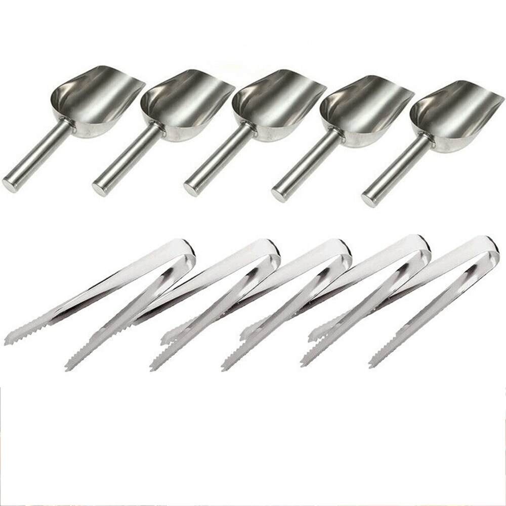 Stainless Steel Buffets Tongs Ice Scoop Set BBQ Ice Sugar Scoops Buffet Ice Tongs BBQ Party Kitchen Cooking Tools
